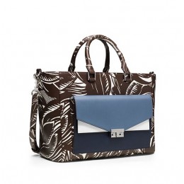 Tory Burch T-Lock Printed Patent Tote Tabora A Harbor Blue New Ivory Tory Navy