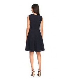 Tory Burch Eyelet Flare Dress Med Navy