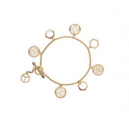 Tory Burch Perforated Charm Simple Bracelet Horn Shiny Gold