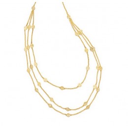Tory Burch Multi-Strand Logo Necklace Shiny Gold