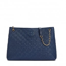 Tory Burch Marion Quilted Chain-Shoulder Slouchy Tote Hudson Bay