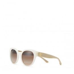 Tory Burch Mirror-T Round Sunglasses Ty Ivory Beech