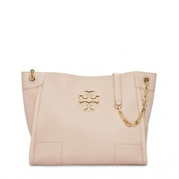 Tory Burch Britten Small Slouchy Tote Light Oak