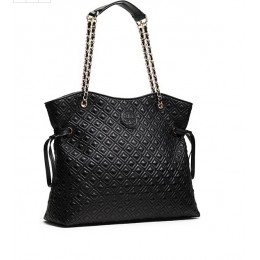 Tory Burch Marion Quilted Slouchy Tote Black