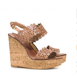 Tory Burch Floral Perforated Wedge Sandal Natural Blush Natural Blush