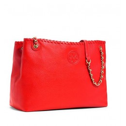 Tory Burch Marion Chain Shoulder Slouchy Tote Masaai Red