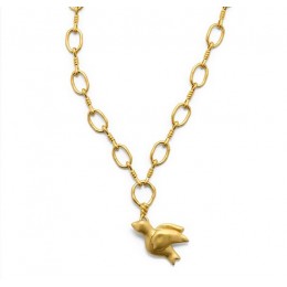 Tory Burch Dove Pendant Necklace Worn Gold