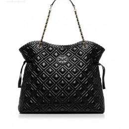 Tory Burch Marion Quilted Slouchy Tote Black