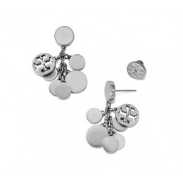 Tory Burch Logo Charm Drop Earring Tory Silver