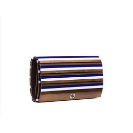 Tory Burch Rayna Resin Clutch Black Dk Brown Neon Blue Lt Brown