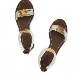 Tory Burch Mignon Rings Flat Sandal Ivory Coconut