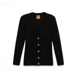Tory Burch Shrunken Simone Cardigan Black