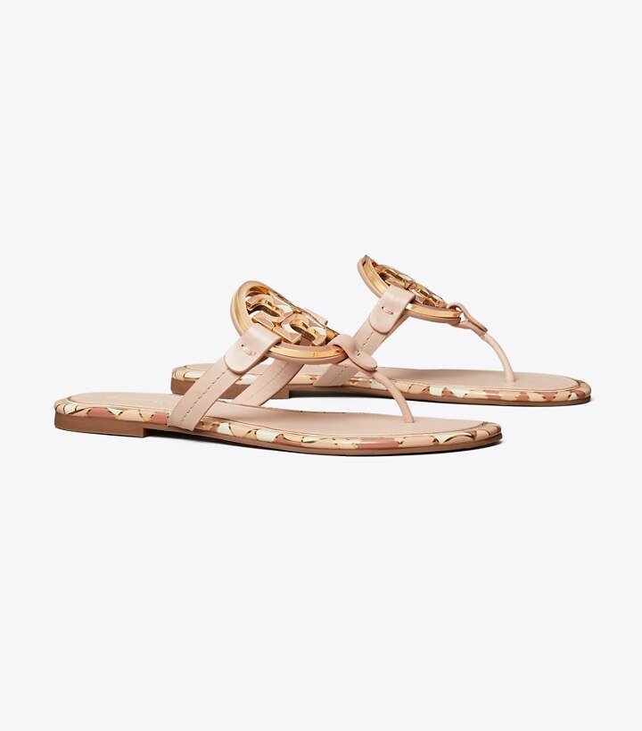 Miller Enamel-Logo Sandal, Leather
