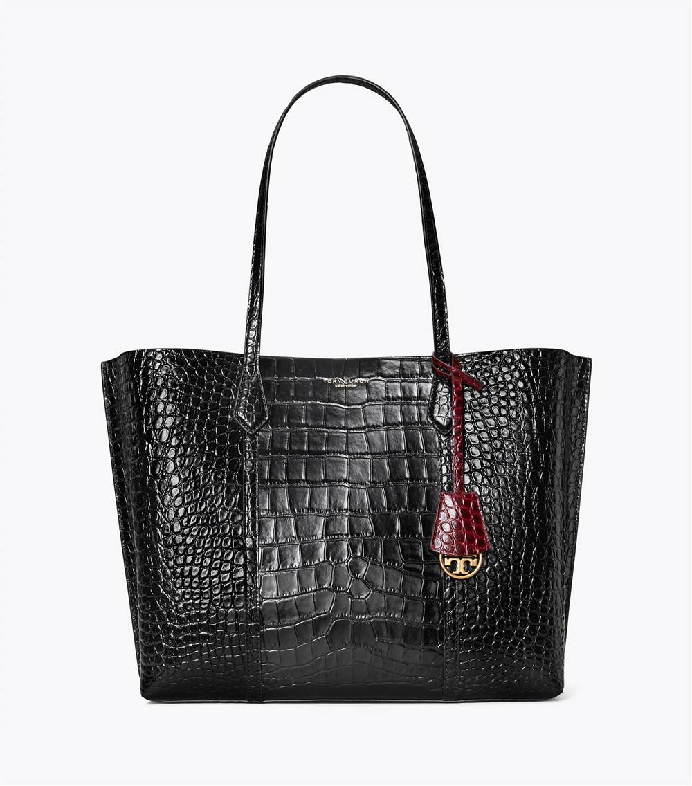 PERRY EMBOSSED TRIPLE-COMPARTMENT TOTE BAG