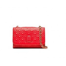 Tory Burch Marion Quilted Shrunken Shoulder Bag Masaai Red