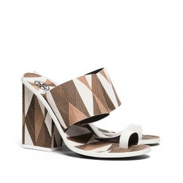 Tory Burch Kempner High-Heel Slide White Mosaico