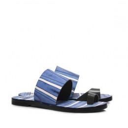 Tory Burch Kempner Flat Slide Tory Navy Haviano