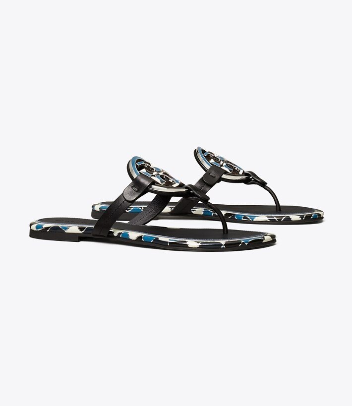 Miller Enamel-Logo Sandal, Leather