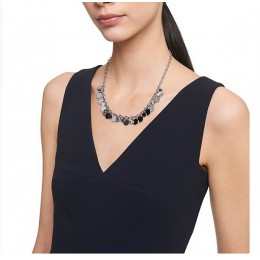 Tory Burch Logo Charm Short Necklace Tory Silver