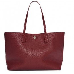 Tory Burch Perry Tote Deep Berry Tea Stain