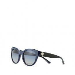 Tory Burch Mirror-T Round Sunglasses Ty L Navy Slate