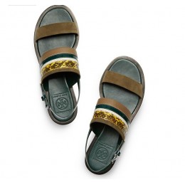 Tory Burch Edina Flat Sandal Green Multi