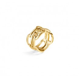 Tory Burch Logo Link Ring Shiny Gold