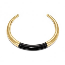 Tory Burch Dipped Metal Collar Black Shiny Gold