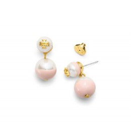 Tory Burch Dipped Evie Drop Earring Pink Ivory Shiny Gold