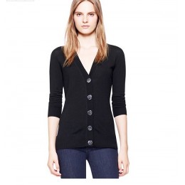 Tory Burch Simone Wool Cardigan Black W Silver Buttons