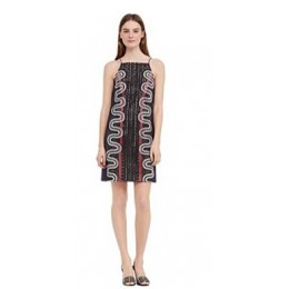 Tory Burch Embroidered Crepe Sleeveless Dress Coconut
