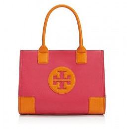 Tory Burch Ella Pebbled Color-Block Mini Tote Dragon Fruit Tory Orange