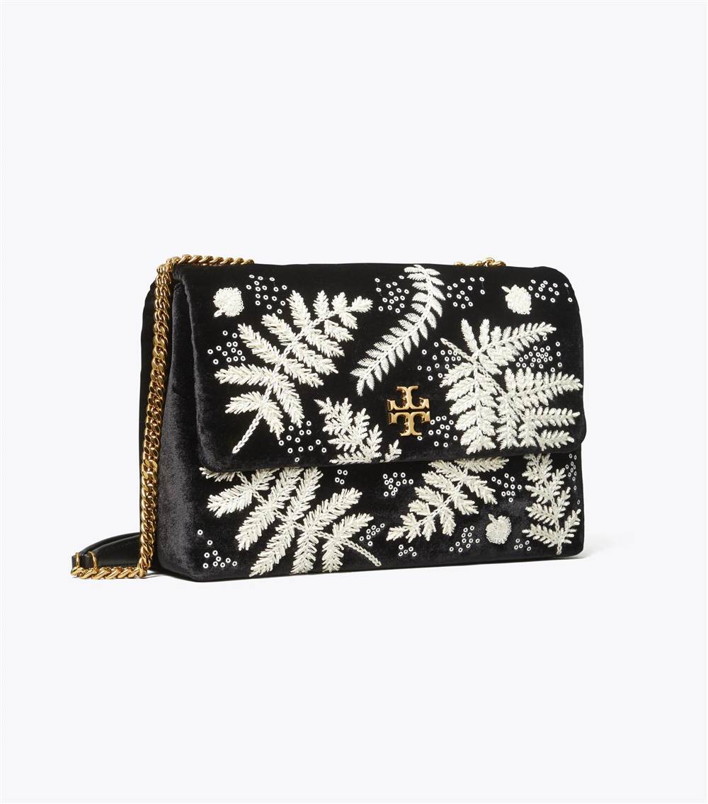 KIRA EMBROIDERED VELVET CONVERTIBLE SHOULDER BAG