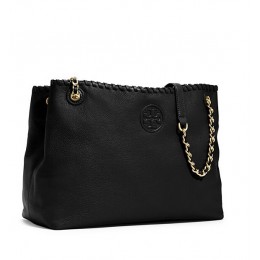 Tory Burch Marion Chain Shoulder Slouchy Tote Black