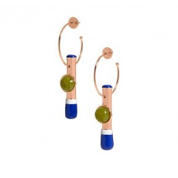 Tory Burch Multi-Color Hoop Earring Cobalt Multi Green Rose Gold