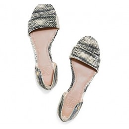 Tory Burch Savannah Flat Sandal Black-Ivory