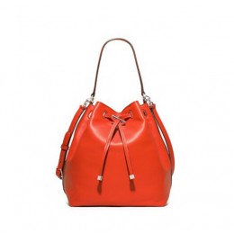 Tory Burch Toggle Drawstring Bucket Bag Equestrian Orange