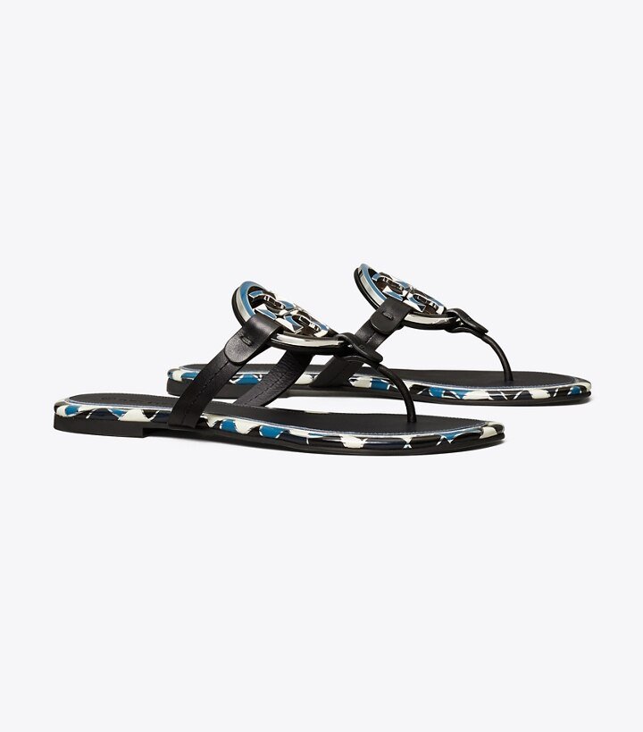Miller Enamel-Logo Sandal, Leather