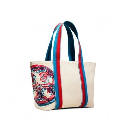 Tory Burch Beach -D Logo Small Zip Tote Squiggle Multi