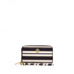 Tory Burch Robinson Stripe Smartphone Wristlet Robinson Stripe Raisin