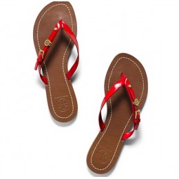 Tory Burch Monogram Flat Thong Sandal Masai Red