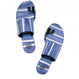 Tory Burch Kempner Flat Slide Tory Navy Haviano
