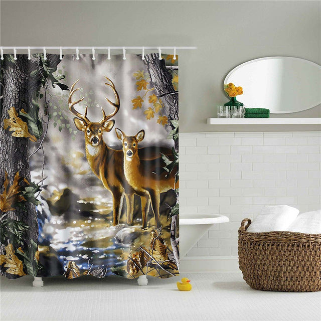 Animals printed lion, tiger, cat 3d bath curtains waterproof polyester fabric washable bathroom shower curtain screen with hooks