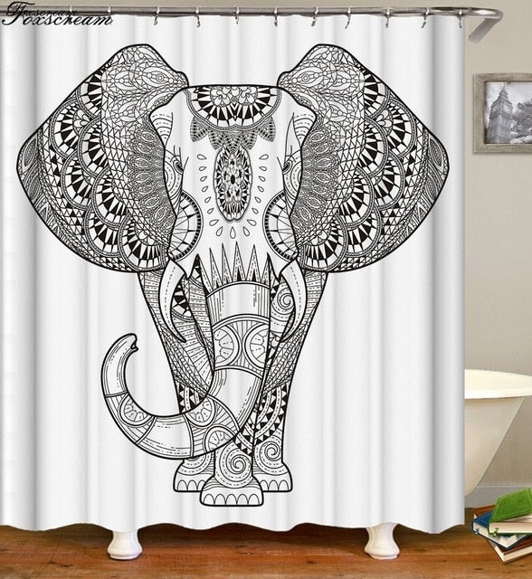 New High Quality Elephant Printing Shower Curtain 3D Polyester Fabric Waterproof Mildewproof Bathroom Curtain