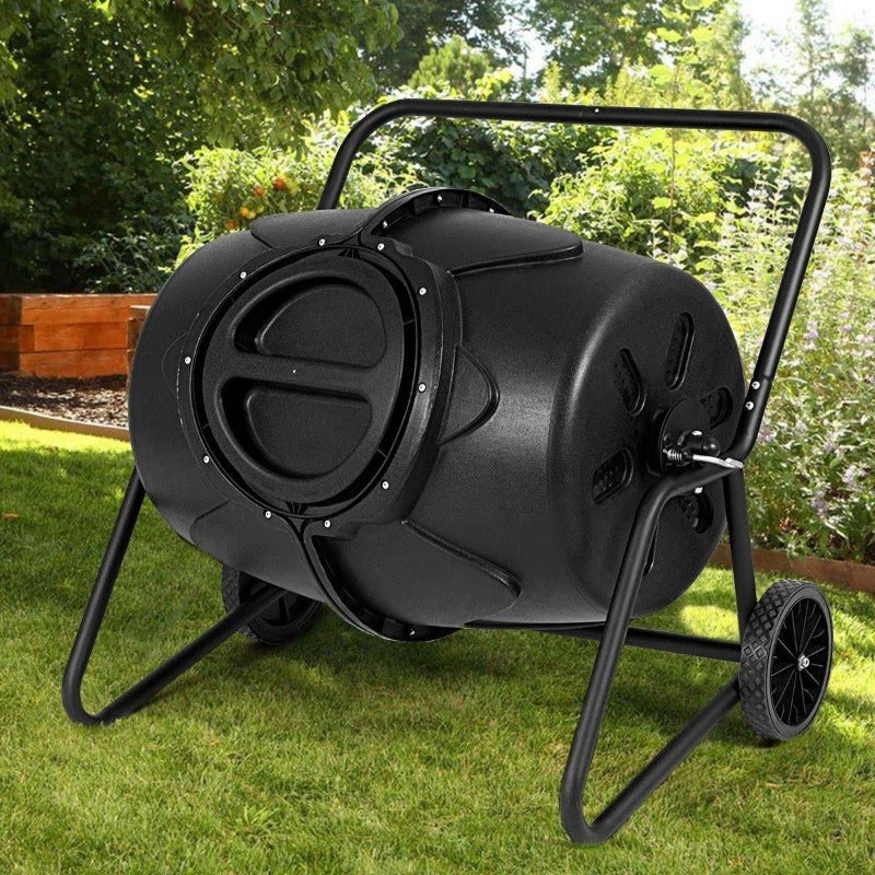 45 Gallon Outdoor Compost Tumbler Garden Waste Bin with Wheels