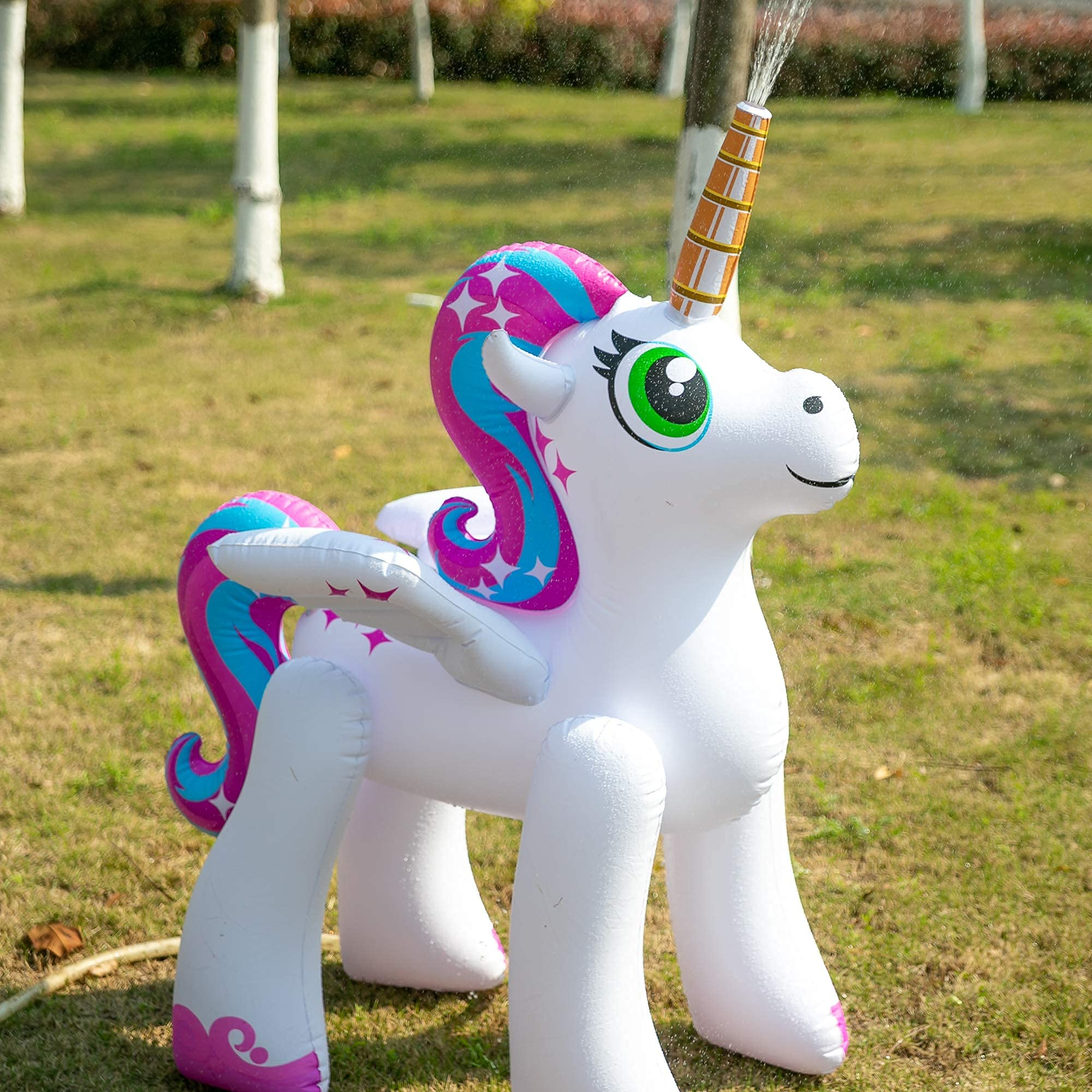 Clearance - 4 ft. Inflatable Rainbow Unicorn Yard Sprinkler (Pink)