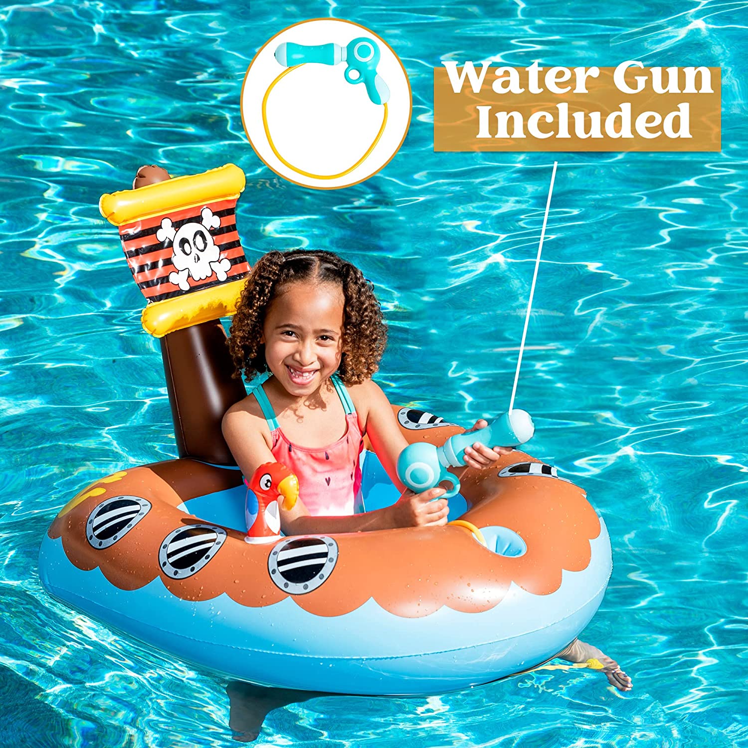 Clearance - Inflatable Pirate Ship Float with Water Gun