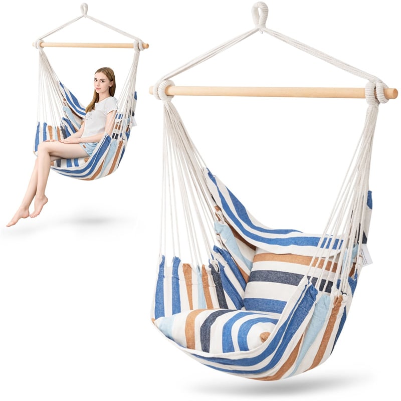 Outdoor Porch Yard Deluxe Hammock Chair Hanging Rope Swing