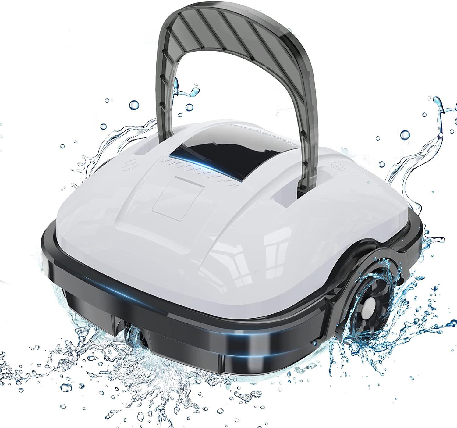 Cordless Robotic Pool Cleaner, Automatic Pool Vacuum, IPX8 Waterproof, Dual-Motor, 180¦Ìm Fine Filter, Ideal for Above Ground Pool and Flat Bottom In Ground Pool Up to 525 Sq.Ft,