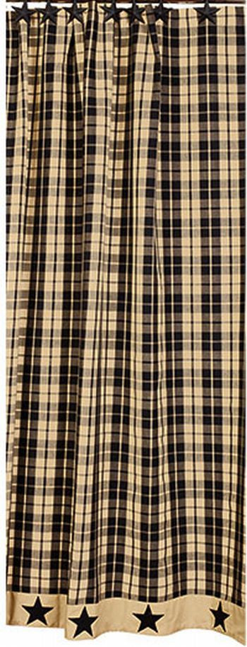 Black Farmhouse Star Shower Curtain